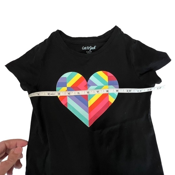 Cat & Jack Girls Size Large (6-6X)Tee Short Sleeve Rainbow Heart - Picture 5 of 7